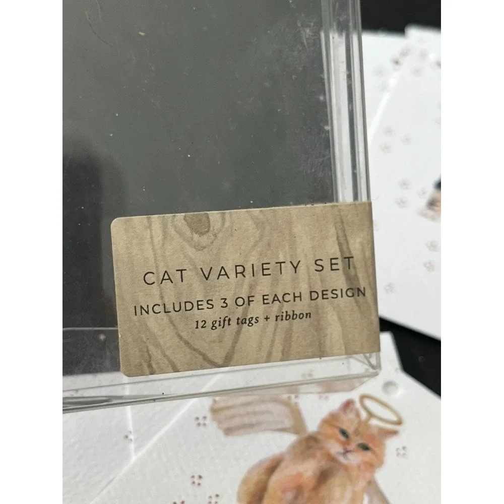 Hand Illustrated Cat Gift Tags Christmas Festive Holiday Colorful Modern Party